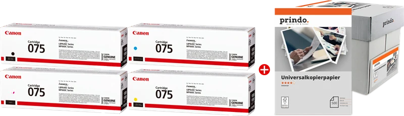 Canon 075 Value Pack Schwarz/Cyan/Magenta/Gelb + Prindo Universal Papier