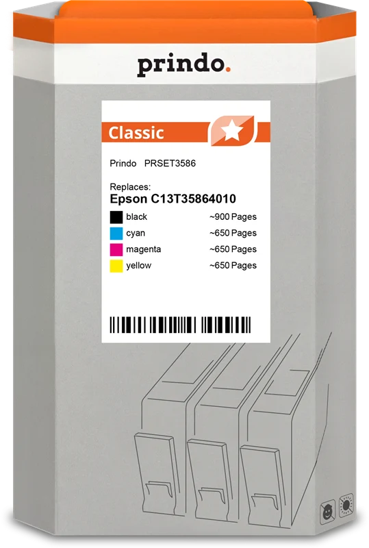 Prindo Classic Multipack kompatibel mit Epson 35 Multipack Schwarz/Cyan/Magenta/Gelb