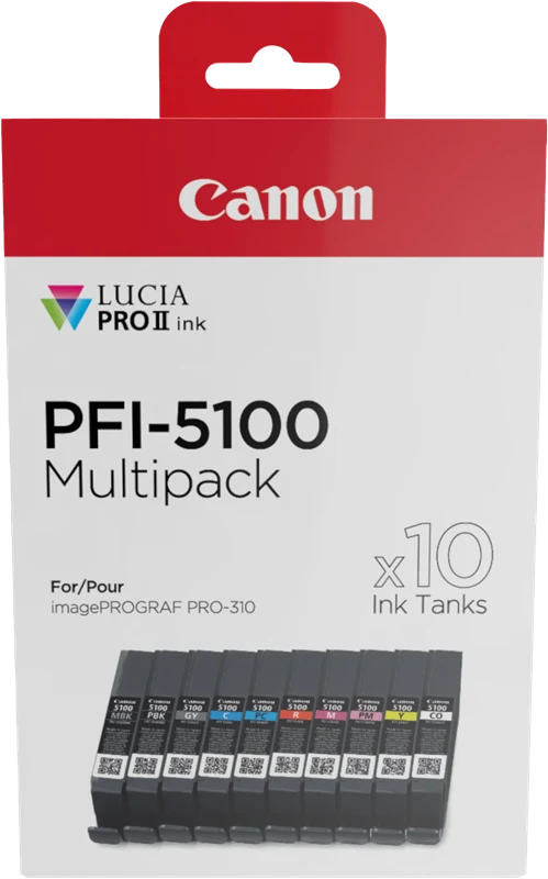 Canon PFI-5100 10 Tintentanks Multipack MBK/PBK/GY/C/PC/R/M/PM/Y/CO