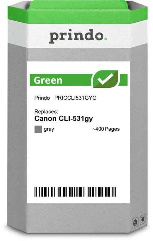 Prindo Green Druckerpatrone kompatibel mit Canon CLI-531gy Grau