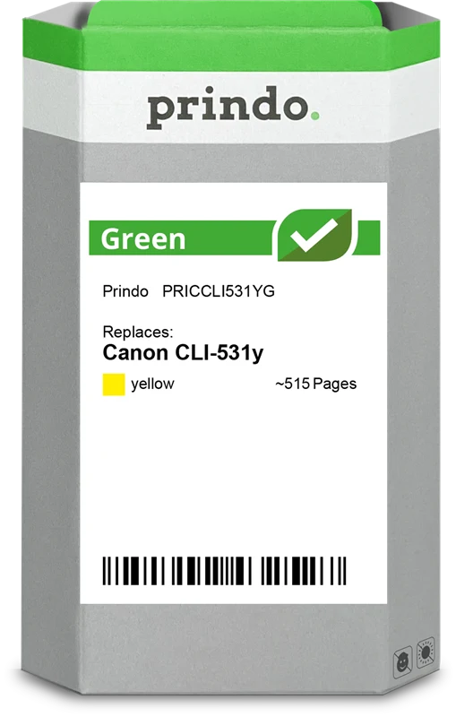 Prindo Green Druckerpatrone kompatibel mit Canon CLI-531y Gelb