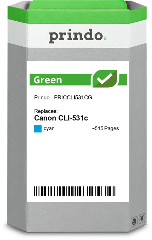 Prindo Green Druckerpatrone kompatibel mit Canon CLI-531c Cyan