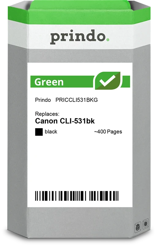 Prindo Green Druckerpatrone kompatibel mit Canon CLI-531bk Schwarz