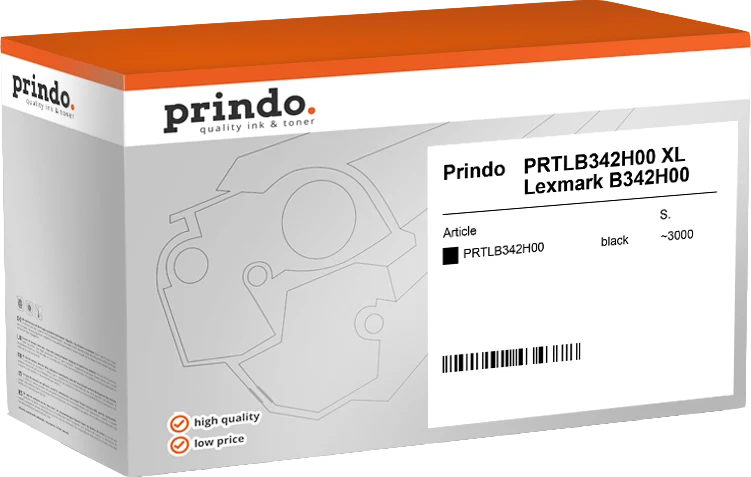 Prindo Classic XL Toner kompatibel mit Lexmark B342H00 Schwarz