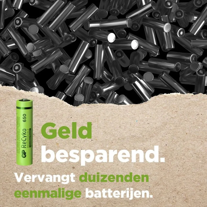 GP NiMH ReCyko AAA 650mAh 1,2V wiederaufladbar, 2 Stück