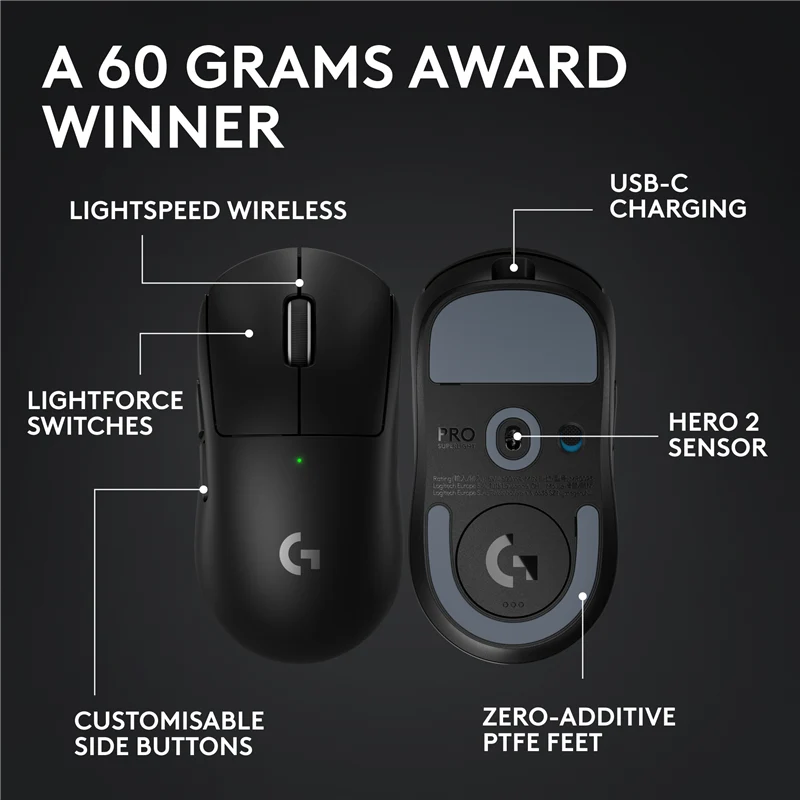 Logitech G PRO X SUPERLIGHT 2 Gaming-Maus Schwarz