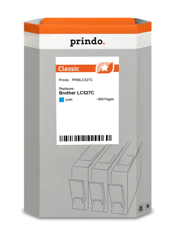 Prindo Classic Druckerpatrone kompatibel mit Brother LC527C Cyan