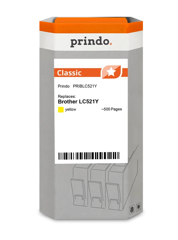 Prindo Classic Druckerpatrone kompatibel mit Brother LC521Y Gelb