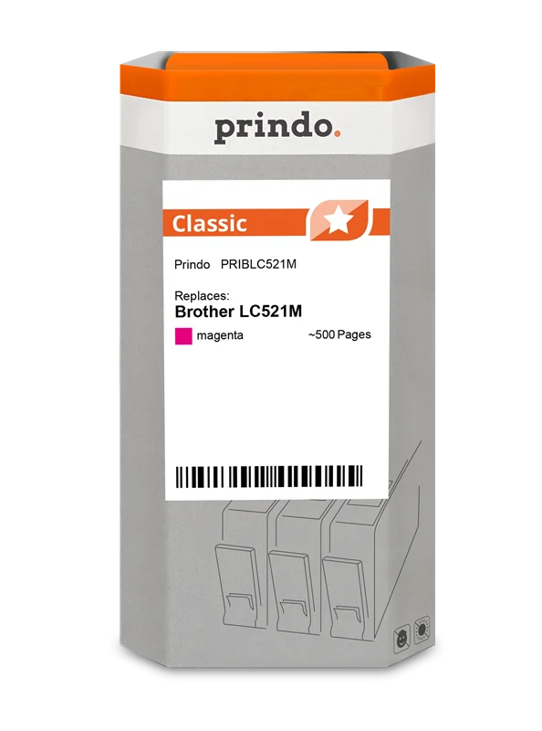 Prindo Classic Druckerpatrone kompatibel mit Brother LC521M Magenta