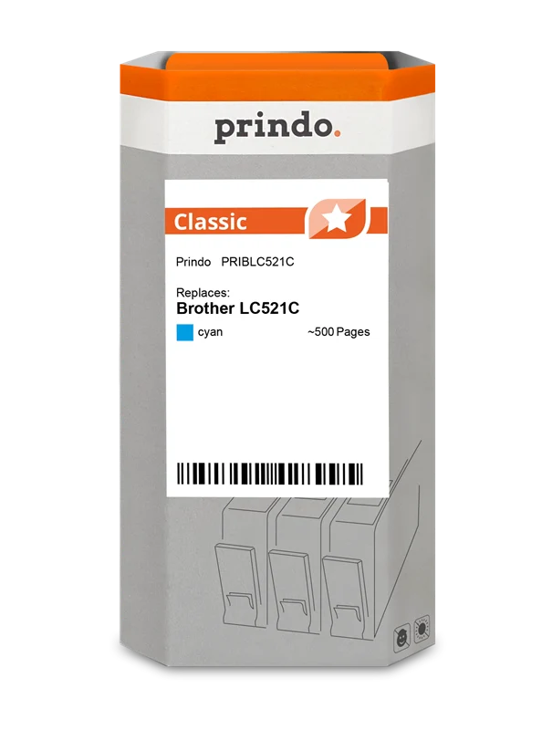 Prindo Classic Druckerpatrone kompatibel mit Brother LC521C Cyan
