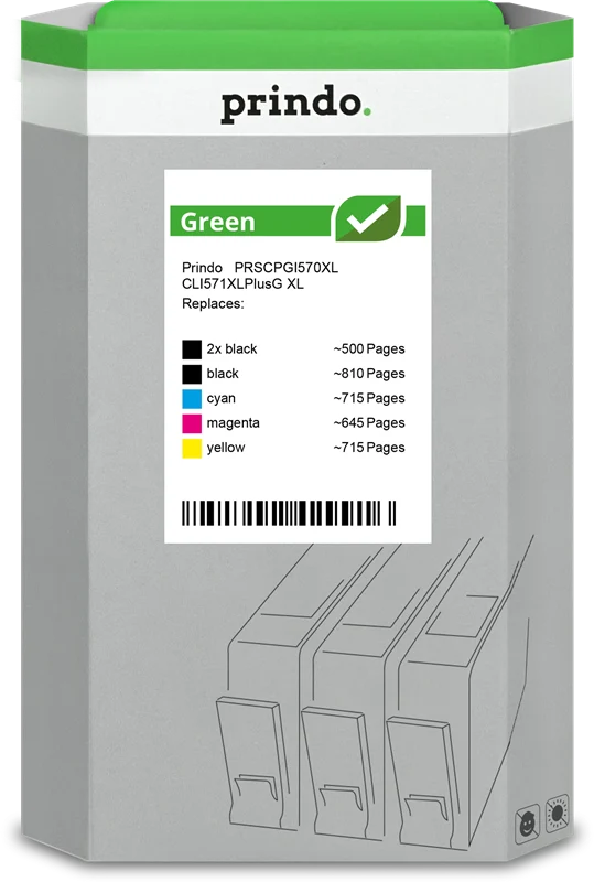 Prindo Green XL Multipack Schwarz / Schwarz / Cyan / Magenta / Gelb (PRSCPGI570XL CLI571XLPlusG)