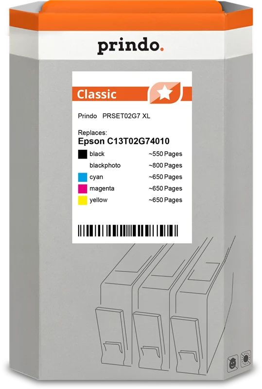 Prindo Classic XL Multipack kompatibel mit Epson 202XL Multipack Schwarz SchwarzFoto Cyan Magenta Gelb