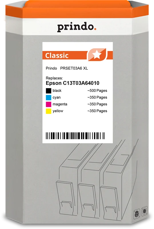 Prindo Classic XL Multipack kompatibel mit Epson 603XL Multipack Schwarz/Cyan/Magenta/Gelb