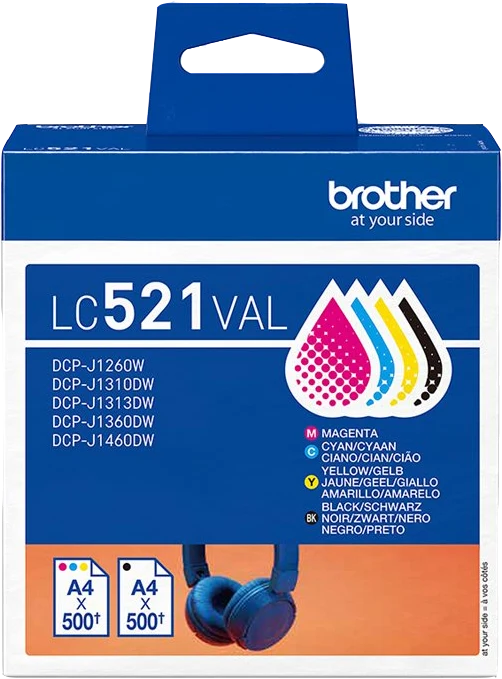 Brother LC521VAL Multipack Schwarz/Cyan/Magenta/Gelb