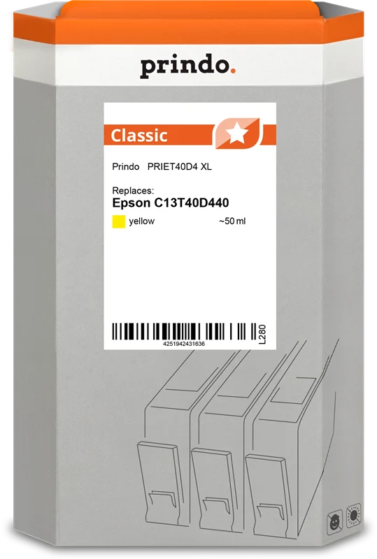 Prindo Classic XL Druckerpatrone kompatibel mit Epson T40D440 Gelb