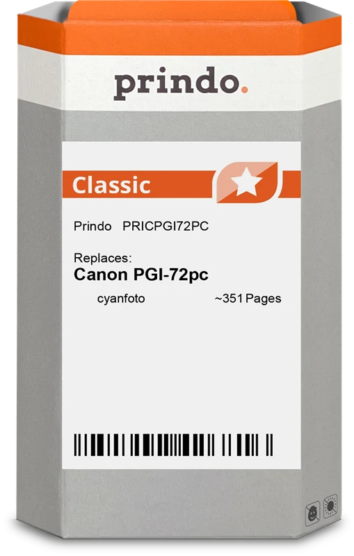 Prindo Classic Druckerpatrone kompatibel mit Canon PGI-72pc Photo Cyan