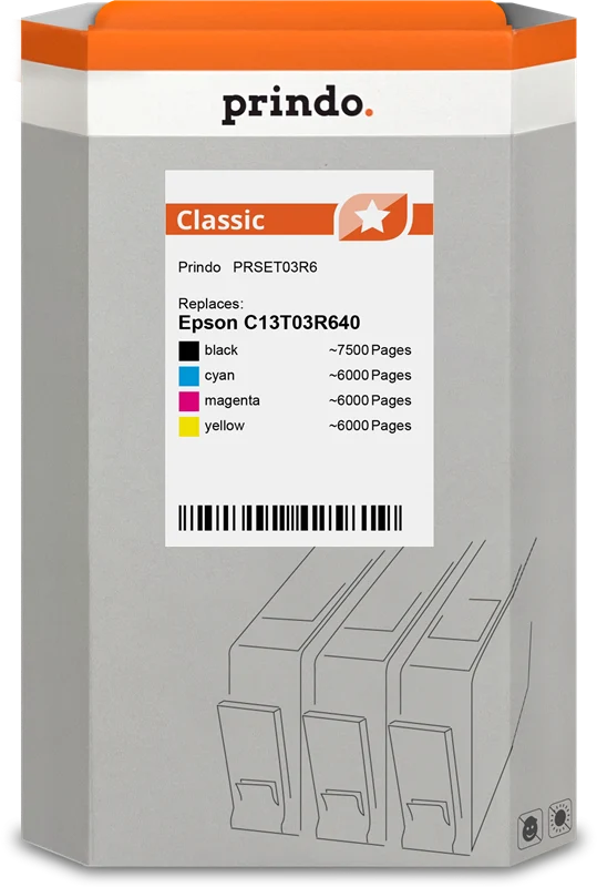 Prindo Classic Multipack kompatibel mit Epson 102 Multipack Schwarz/Cyan/Magenta/Gelb