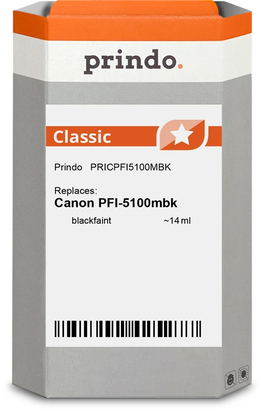 Prindo Classic Druckerpatrone kompatibel mit Canon PFI-5100mbk SchwarzMatt