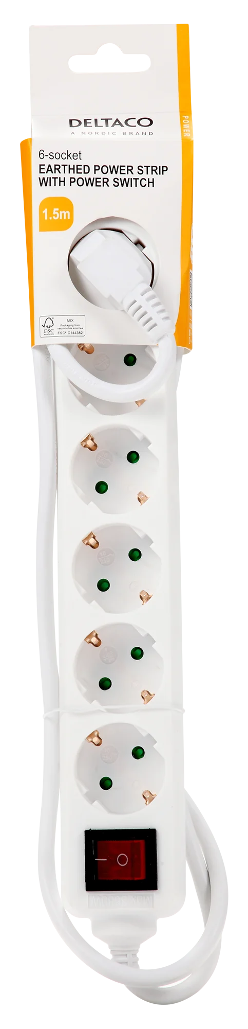 Deltaco 6 Socket Power Strip