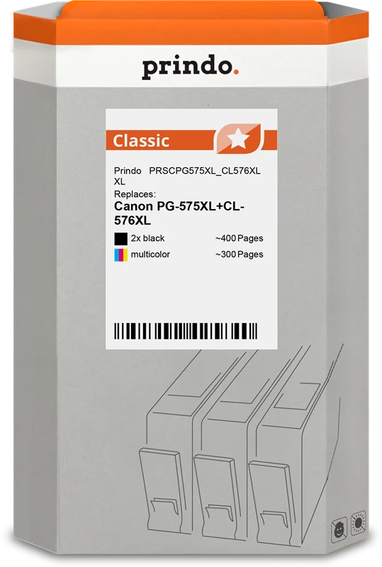 Prindo Classic XL Multipack kompatibel mit Canon PG-575XL + CL-576XL Multipack Schwarz/mehrere Farben