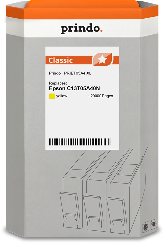 Prindo Classic XL Druckerpatrone kompatibel mit Epson T05A4 XL Gelb
