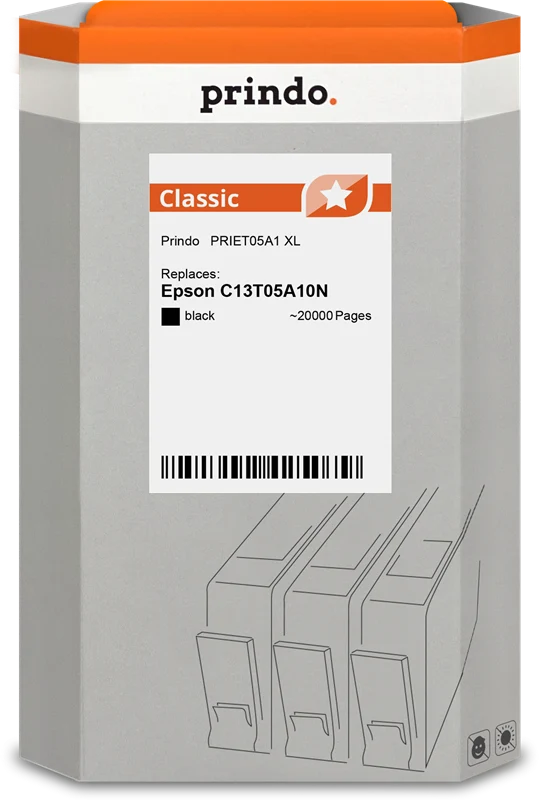 Prindo Classic XL Druckerpatrone kompatibel mit Epson T05A1 XL Schwarz