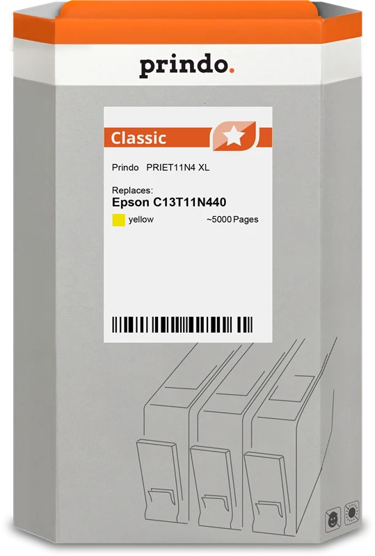 Prindo Classic XL Druckerpatrone kompatibel mit Epson T11N4 XL Gelb