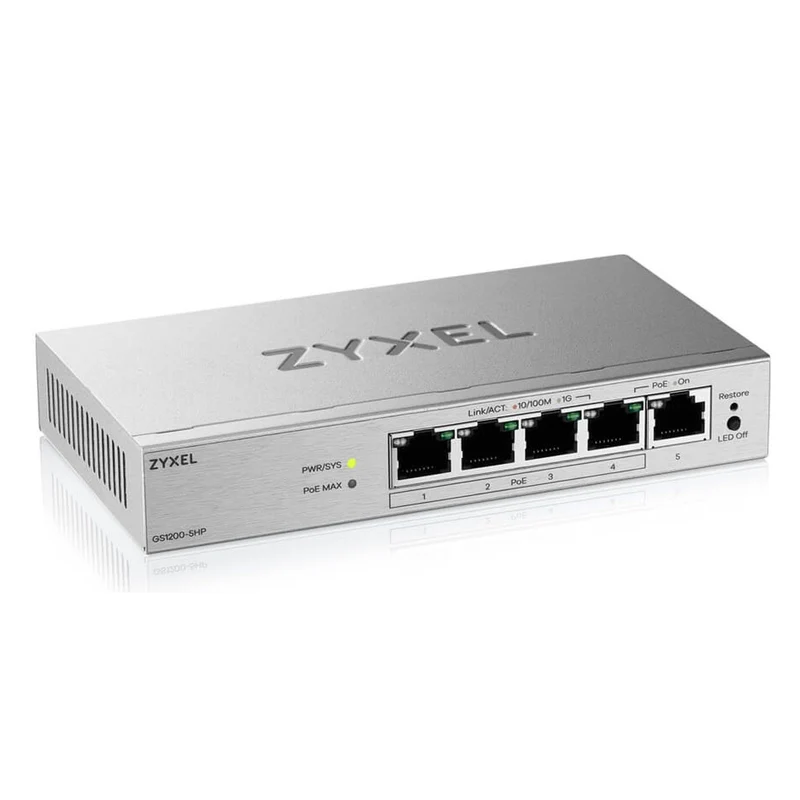 Zyxel GS1200-5HPV3 Managed L2 Gigabit Ethernet (10/100/1000) Power over Ethernet (PoE) Desktop