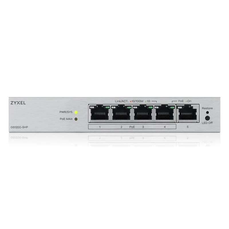 Zyxel GS1200-5HPV3 Managed L2 Gigabit Ethernet (10/100/1000) Power over Ethernet (PoE) Desktop