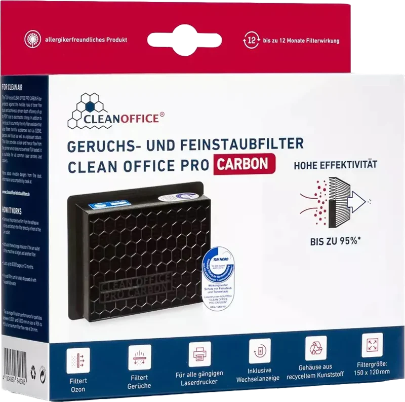 Clean Office PRO CARBON Feinstaub- & Geruchsfilter 150 x 120mm