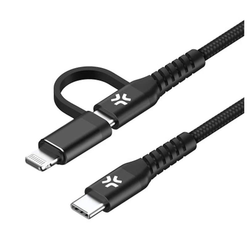 Celly Duo Kabel 100W C zu C + Lightning 1m, schwarz