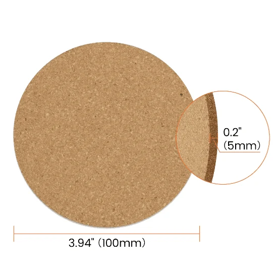 AlgoLaser Round Cork Coaster (12 Stück)