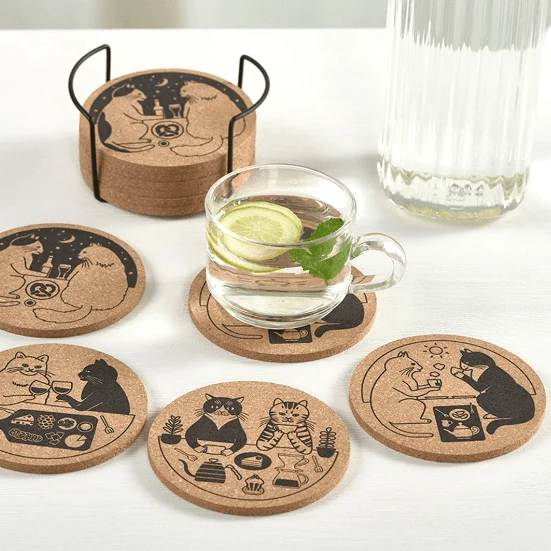 AlgoLaser Round Cork Coaster (12 Stück)