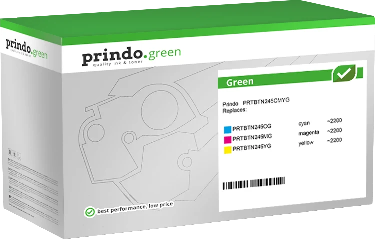 Prindo Green Multipack kompatibel mit Brother TN-245 Multipack Cyan/Magenta/Gelb