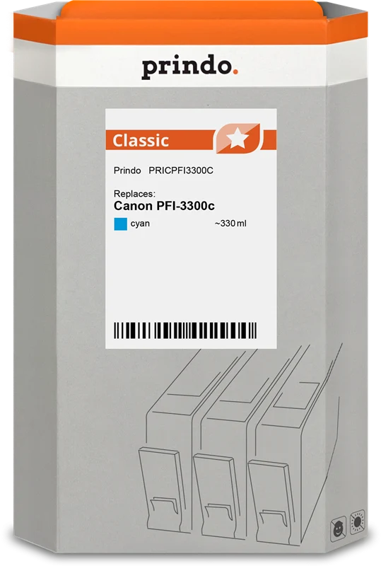 Prindo Classic XL Druckerpatrone kompatibel mit Canon PFI-3300c Cyan