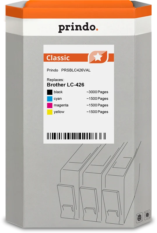 Prindo Classic Multipack kompatibel mit Brother LC-426 Multipack Schwarz/Cyan/Magenta/Gelb