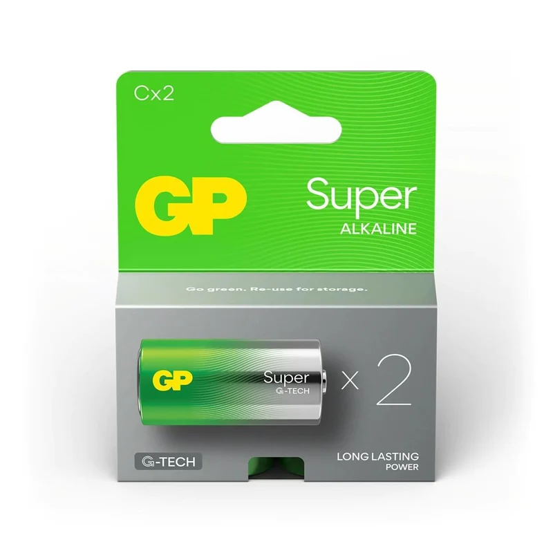 GP Super Alkaline C Baby Batterie kleiner Stab, Blister 2