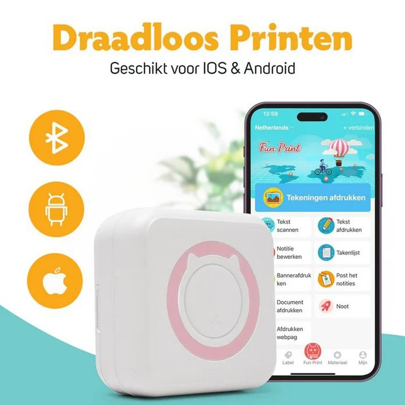 Pora&co Mini-Drucker für das Handy, rosa