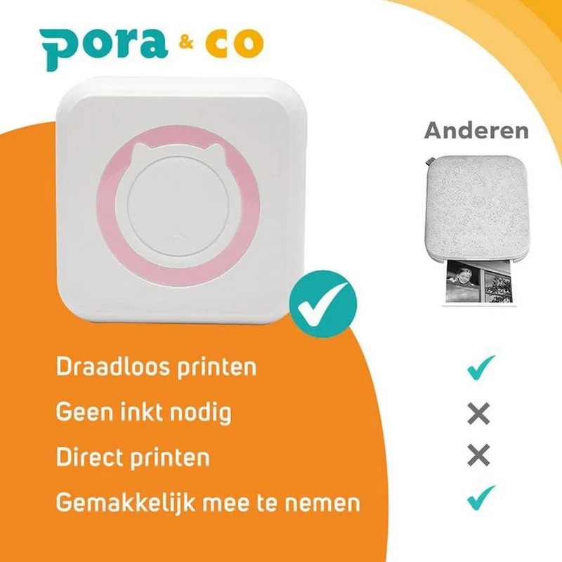 Pora&co Mini-Drucker für das Handy, rosa