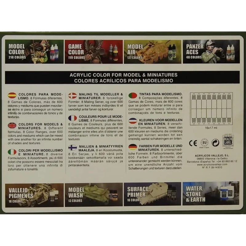 Vallejo Acrylic Model Color Set U.S.A Basic (16)