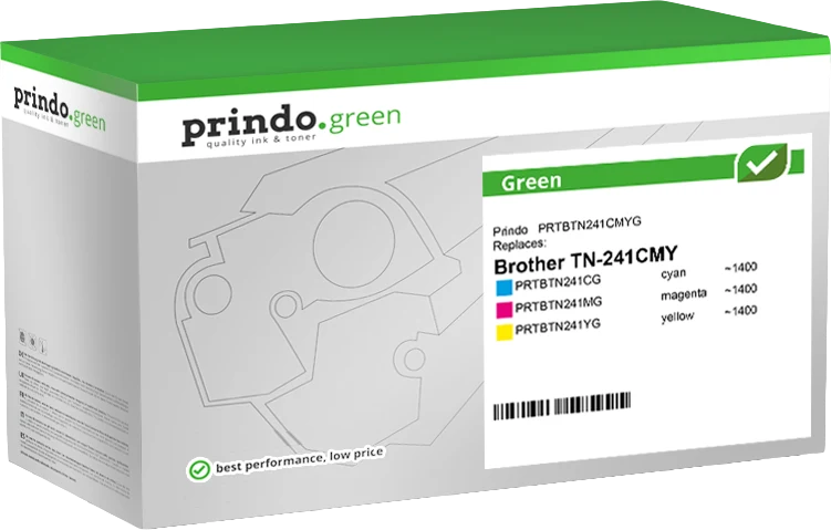 Prindo Green Multipack kompatibel mit Brother TN-241CMY Multipack Cyan/Magent/Gelb