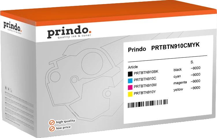 Prindo Classic Multipack kompatibel mit Brother TN-910 Schwarz/Cyan/Magenta/Gelb