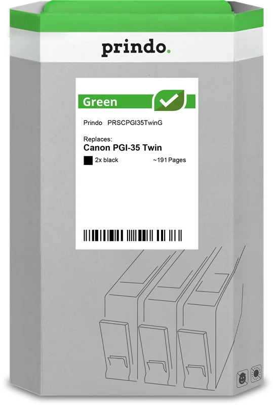 Prindo Green Multipack kompatibel mit Canon PGI-35 Twin Multipack Schwarz