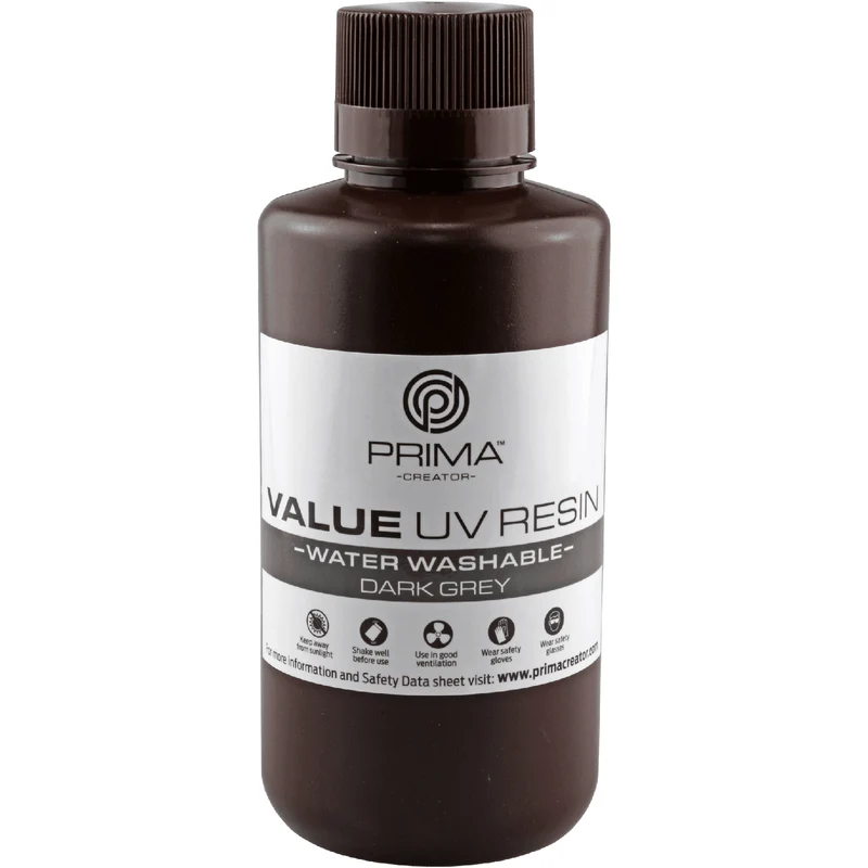 PrimaCreator Value Water Washable UV Resin 500 g – Dark Grey