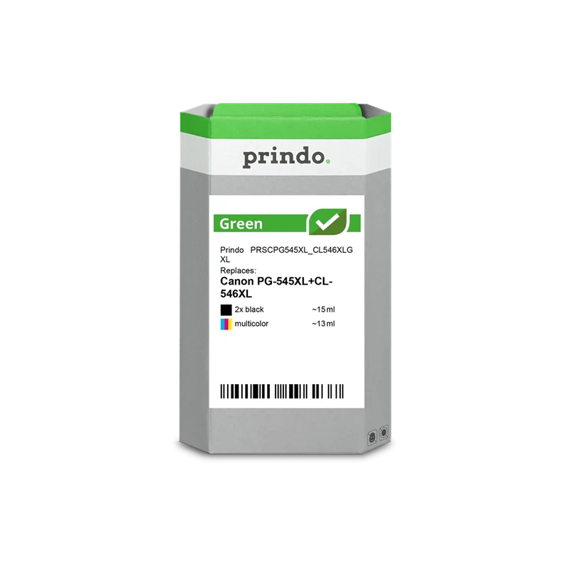 Prindo Green XL Multipack kompatibel mit Canon PG-545XL+CL-546XL Multipack Schwarz/mehrere Farben