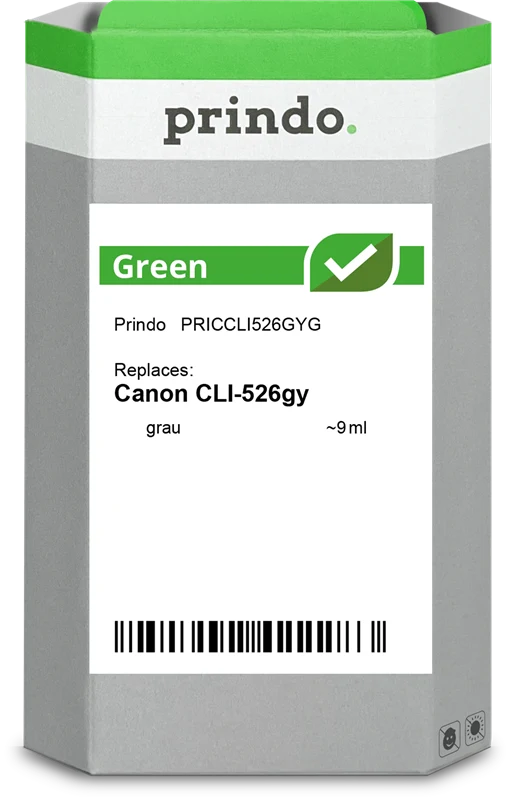 Prindo Green Druckerpatrone kompatibel mit Canon CLI-526gy Grau
