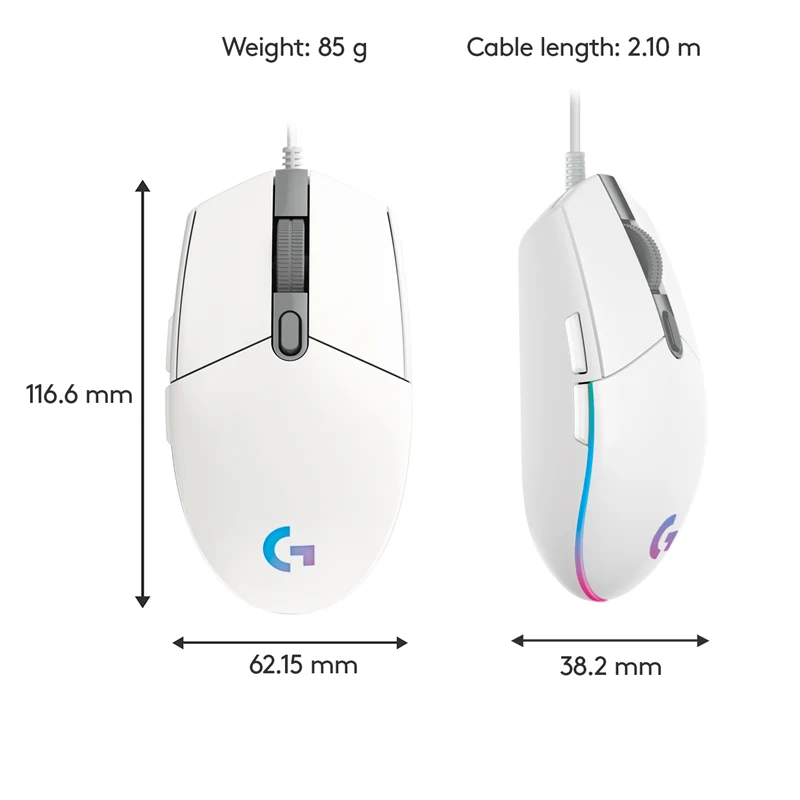 Logitech G203 LIGHTSYNC Gaming Maus Weiss