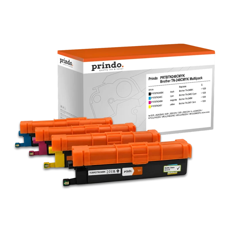 Prindo Classic Multipack kompatibel mit Brother TN-248CMYK Multipack Schwarz/Cyan/Magenta/Gelb