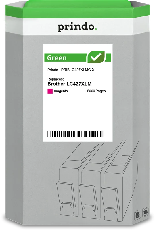 Prindo Green XL Druckerpatrone kompatibel mit Brother LC427XLM Magenta