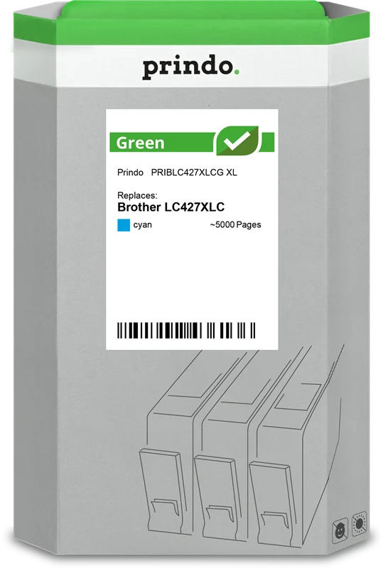 Prindo Green XL Druckerpatrone kompatibel mit Brother LC427XLC Cyan